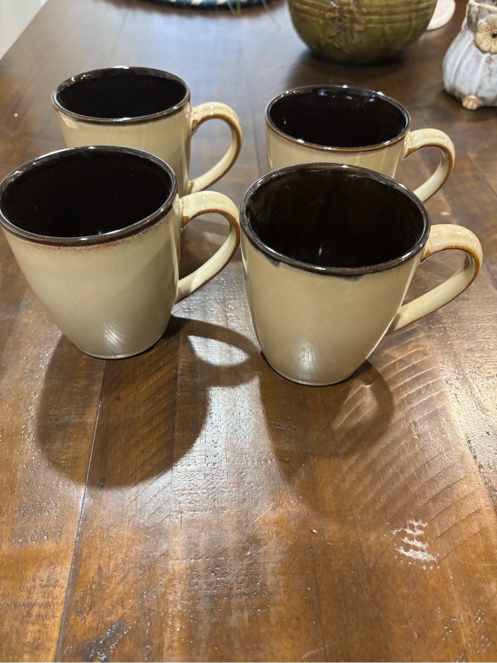 Pfaltzgraff Taos Two-Tone Ceramic Mugs in Cream and Brown - Set of 4